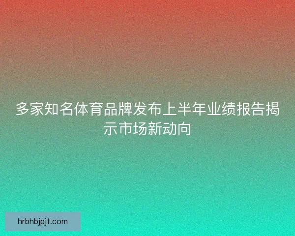 多家知名体育品牌发布上半年业绩报告揭示市场新动向